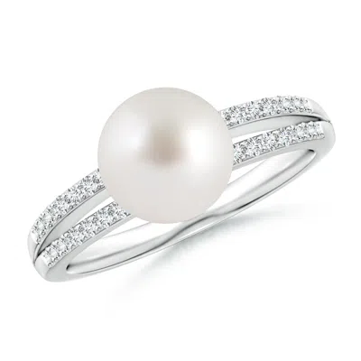 Angara 8mm South Sea Pearl Double Shank Ring In Metallic