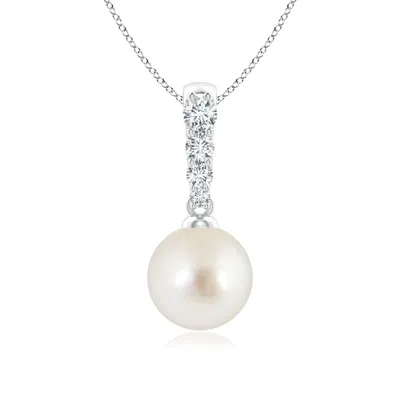 Angara 8mm South Sea Pearl Pendant With Diamonds In White