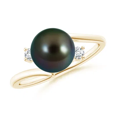 Angara 8mm Tahitian Pearl Bypass Engagement Ring In Gray