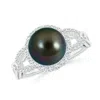Angara 8mm Tahitian Pearl Halo Infinity Ring In White Gold/peacock