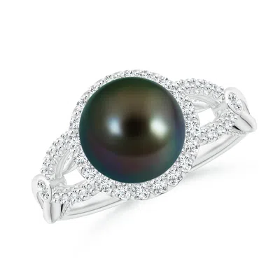 Angara 8mm Tahitian Pearl Halo Infinity Ring In Black