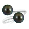 Angara 8mm Tahitian Pearl Two Stone Bypass Ring In White Gold/peacock