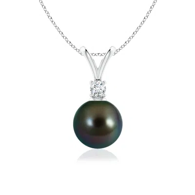 Angara 8mm Tahitian Pearl V-bale Pendant In Metallic
