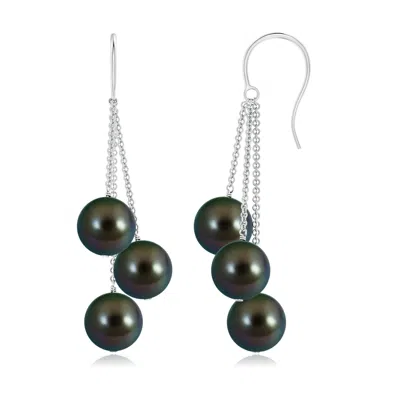 Angara 8mm Tahitian Triple Pearl Cluster Drop Earrings In Black
