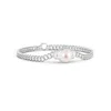 Angara 8mm Three Stone Japanese Akoya Pearl Bracelet With Diamond Halo In White Gold/ivory