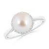 Angara 8mm Victorian Style Japanese Akoya Pearl And Diamond Ring In White Gold/ivory