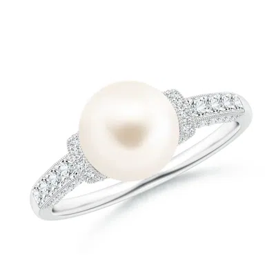 Angara 8mm Vintage Inspired Freshwater Pearl Ring In White
