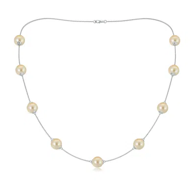 Angara 9-9.5mm 20" Golden South Sea Pearl Station Necklace In Yellow