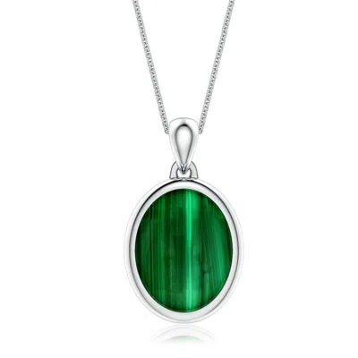 Angara 9.05 Ctw Oval Malachite Men's Medallion Pendant With Chain In Green