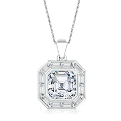 Angara 9.11 Ctw Asscher-cut Lab-grown Diamond Men's Medallion Pendant In Silver