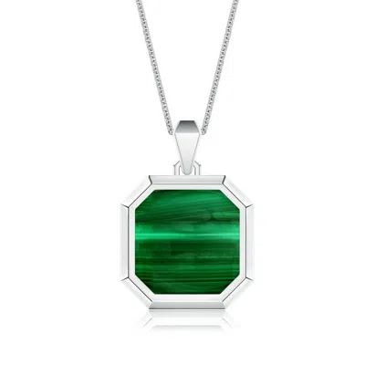 Angara 9.93 Ctw Square Emerald-cut Malachite Men's Octagon Medallion Pendant With Chain In Green