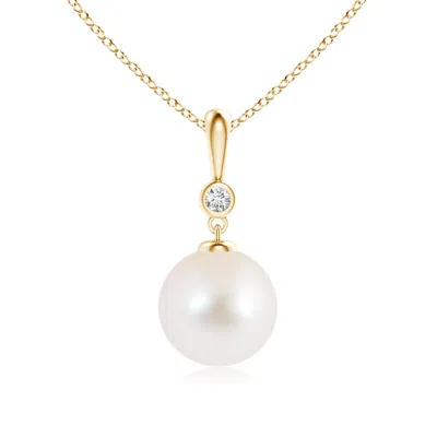 Angara 9mm Classic Freshwater Pearl Drop Pendant With Diamond In Gold