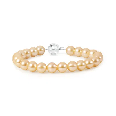 Angara 9mm Classic Golden South Sea Pearl Bracelet In Yellow