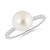 Angara 9mm Classic South Sea Pearl & Diamond Solitaire Ring In White Gold/white