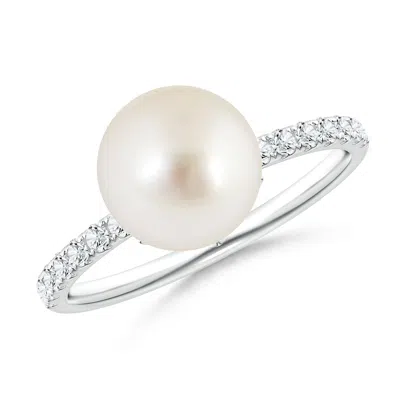 Angara 9mm Classic South Sea Pearl & Diamond Solitaire Ring In Metallic