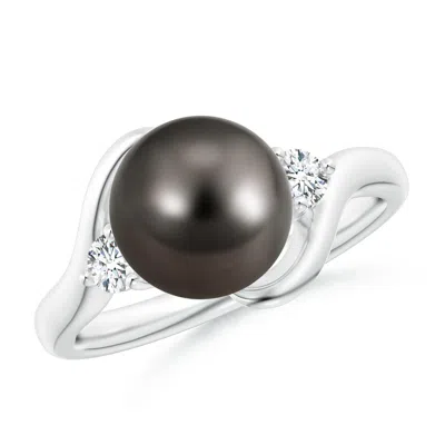 Angara 9mm Classic Tahitian Pearl Bypass Ring In Black