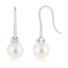 Angara 9mm Fish Hook South Sea Pearl Drop Earrings In White Gold/white