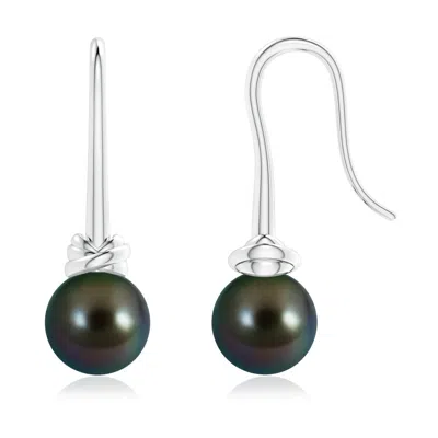 Angara 9mm Fish Hook Tahitian Pearl Drop Earrings In Metallic