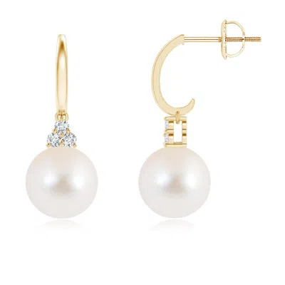 Angara 9mm Freshwater Pearl Half Hoop Earrings With Diamonds In Gold