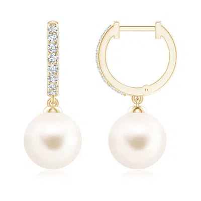 Angara 9mm Freshwater Pearl Huggie Hoop Earrings In Gold