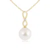 Angara 9mm Freshwater Pearl Infinity Loop Pendant With Diamond In Yellow Gold/white