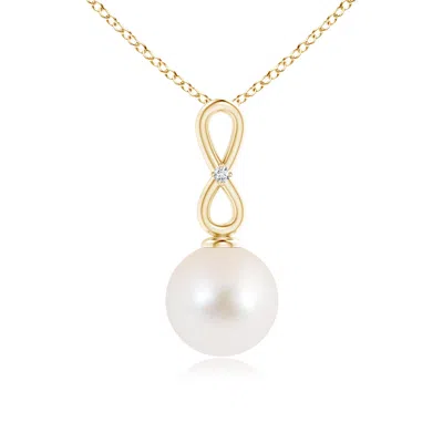 Angara 9mm Freshwater Pearl Infinity Loop Pendant With Diamond In Gold