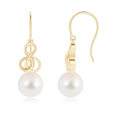 Angara 9mm Freshwater Pearl Intertwined Infinity Earrings In Gold