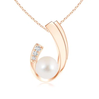 Angara 9mm Freshwater Pearl J-shaped Pendant With Diamond In Gold