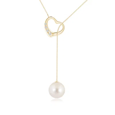 Angara 9mm Freshwater Pearl Lariat-style Heart Necklace In Gold