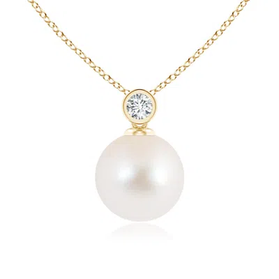 Angara 9mm Freshwater Pearl Pendant With Bezel Diamond In Gold