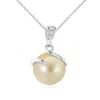 Angara 9mm Golden South Sea Cultured Pearl Spiral Pendant With Diamonds