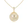 Angara 9mm Golden South Sea Pearl Crescent Pendant In Yellow Gold/golden