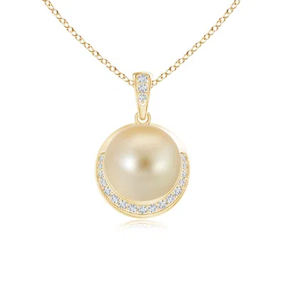 Angara 9mm Golden South Sea Pearl Crescent Pendant