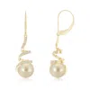 Angara 9mm Golden South Sea Pearl Spiral Ribbon Drop Earrings In Yellow Gold/golden