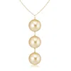 Angara 9mm Golden South Sea Pearl Triple Drop Pendant In Yellow Gold/bright Golden