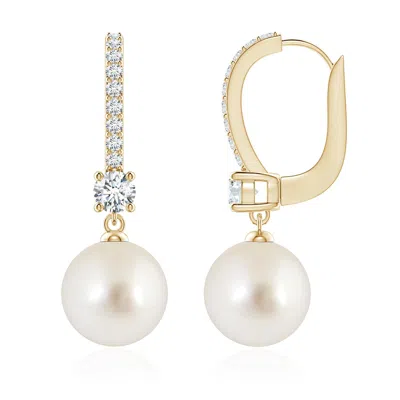 Angara 9mm Leverback South Sea Pearl Drop Earrings In Gold