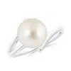 Angara 9mm Solitaire South Sea Pearl Bypass Split Shank Ring In Platinum/white