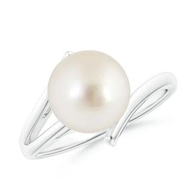Angara 9mm Solitaire South Sea Pearl Bypass Split Shank Ring In Metallic