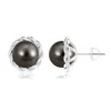 Angara 9mm Solitaire Tahitian Pearl Twist Rope Studs In White Gold/black