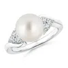 Angara 9mm South Sea Cultured Pearl Bypass Ring With Trio Diamonds