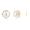 Angara 9mm South Sea Cultured Pearl Earrings With Twisted Rope Frame