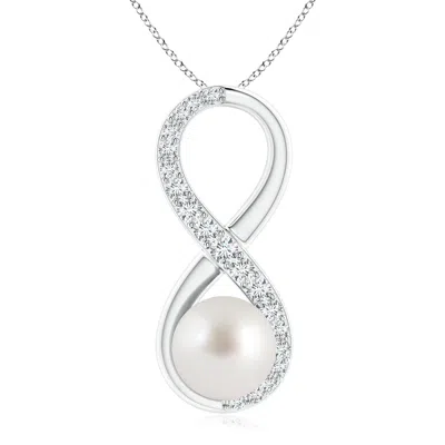 Angara 9mm South Sea Pearl And Diamond Infinity Pendant In White