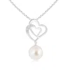 Angara 9mm South Sea Pearl Entwined Heart Pendant In White Gold/white