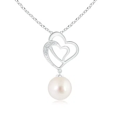 Angara 9mm South Sea Pearl Entwined Heart Pendant In Metallic