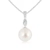 Angara 9mm South Sea Pearl Pendant Necklace With Diamonds In White Gold/white