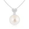 Angara 9mm South Sea Pearl Pendant With Heart-shaped Bale In White Gold/white