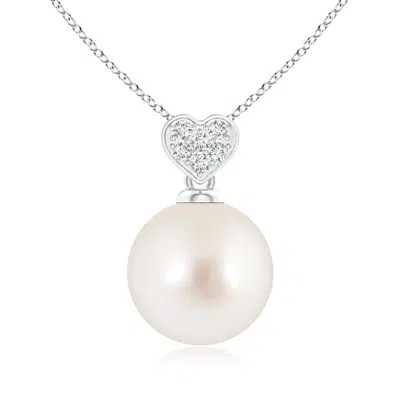 Angara 9mm South Sea Pearl Pendant With Heart-shaped Bale In Metallic