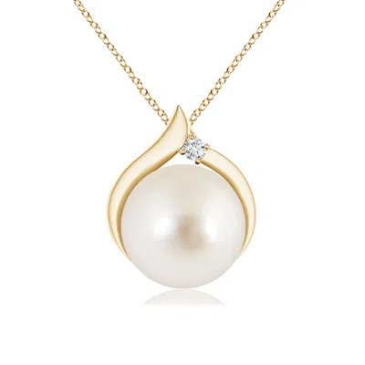 Angara 9mm South Sea Pearl Solitaire Pendant With Diamond In Gold