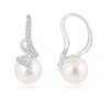 Angara 9mm South Sea Pearl Swirl Leverback Earrings In White Gold/white