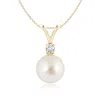 Angara 9mm South Sea Pearl V-bale Pendant In Yellow Gold/white
